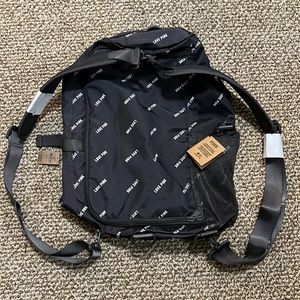 New Love pink convertible campus duffel backpack grey